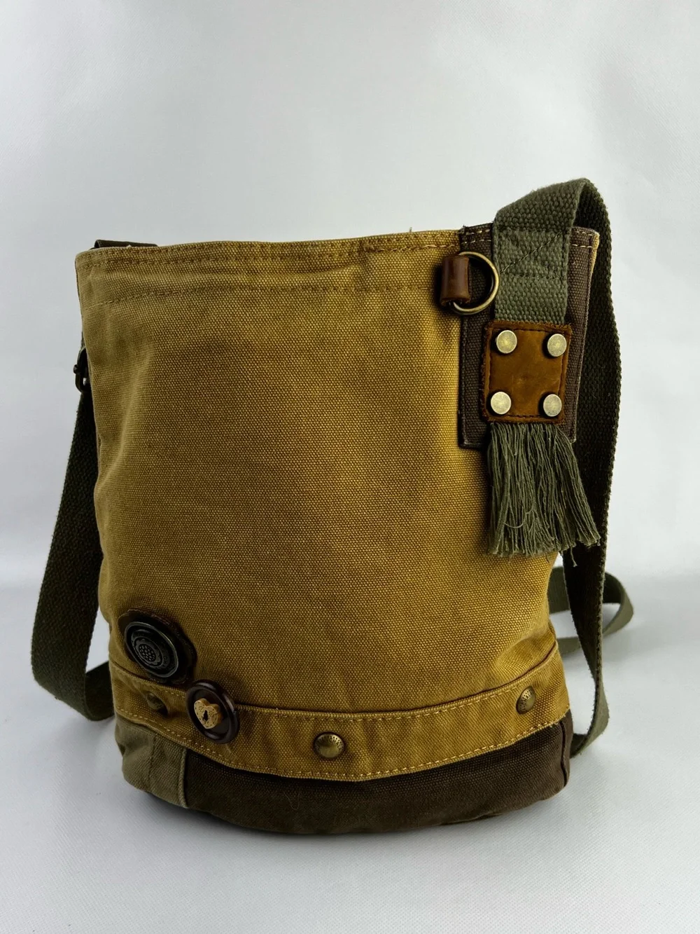 Chala Canvas Messenger Bag Tan Handbag Crossbody - Picture 1 of 13
